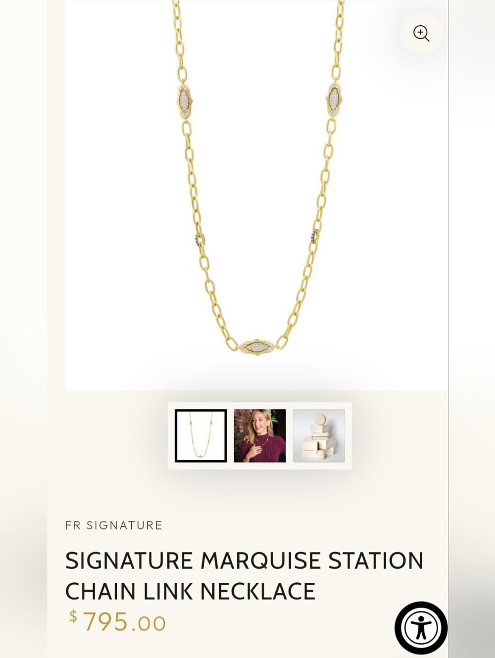 SIGNATURE MARQUISE STATION CHAIN LINK NECKLACE